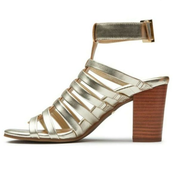 Vionic | Shoes | Vionic Perk Sami Metallic Block Heel Cage Pumps Champagne Size Us Eu 42 New 